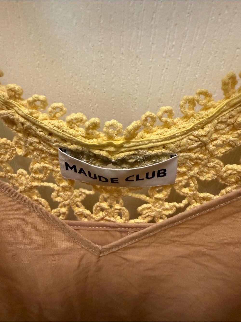 Maude Club Yellow Crochet Tank Mini Dress Size S NWT - Picture 5 of 6